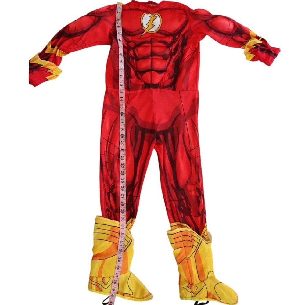 DC Comics The Flash Muscle Chest Costume Kids Red Yellow Jumpsuit Mask Belt - Picture 7 of 16